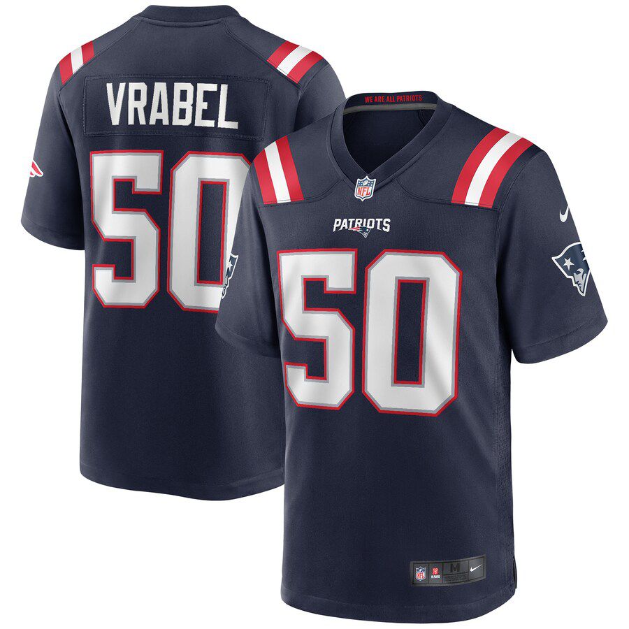 Men New England Patriots 50 Mike Vrabel Nike Navy Game Retired Player NFL Jersey
